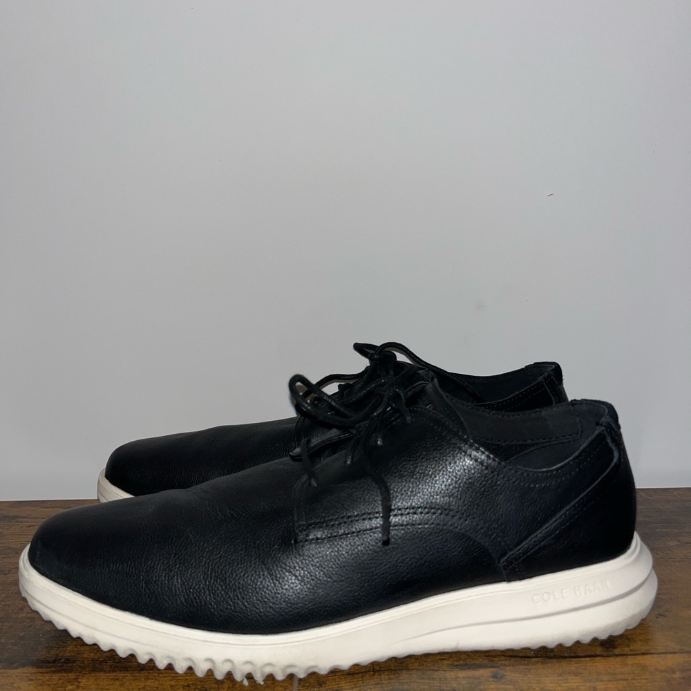 Men’s Cole Haan Grand+ Plain Toe Black Leather Oxford Shoe Size 13 Cushion Sole - Picture 3 of 16